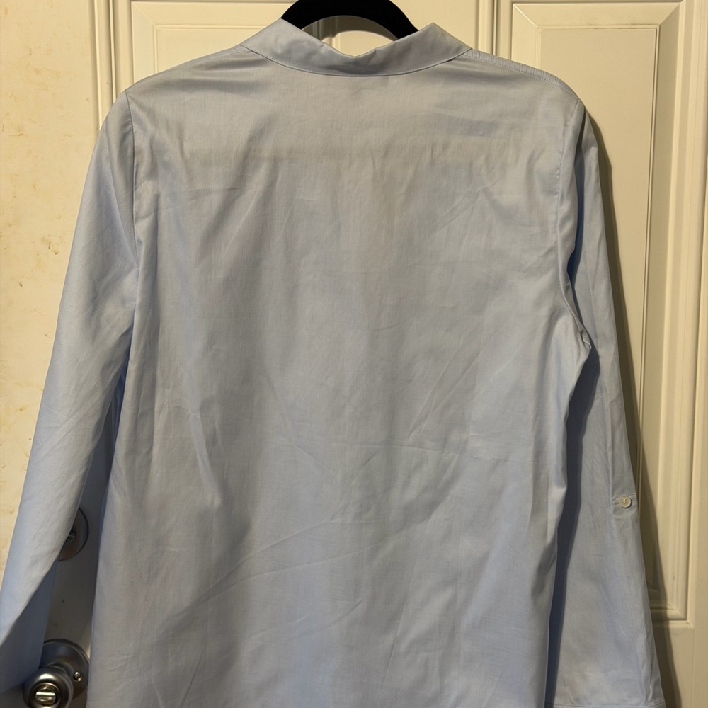 Lafayette 148 New York Pale Blue Micro Pinstripe Button Down Shirt Size M - Picture 4 of 8